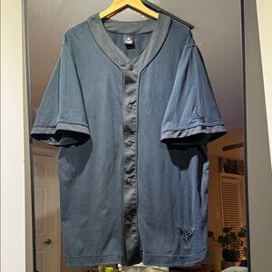 Like new Jordan Brand all Black Baseball Button-Up Jersey Shirt w/ back hit